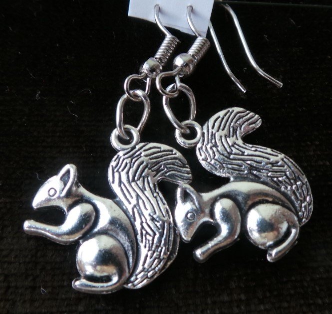 Серьги Белка, черненый металл, 5 см