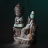 Подставка для благовоний "Будда на скале" синий, стелющийся дым, керамика, 120 мм