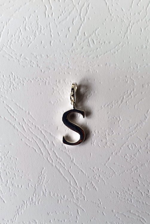Подвеска "S" на застежке, металл, 3 см