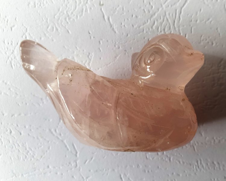 Фигурка Утка мандаринка, розовый кварц, 5 см