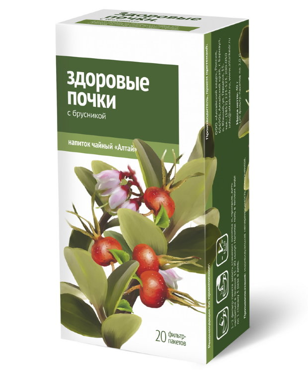 Чайный напиток Алтай "Здоровое почки. С брусникой", 20 ф/п